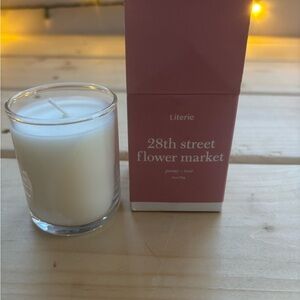 White Candle with Pink Holder